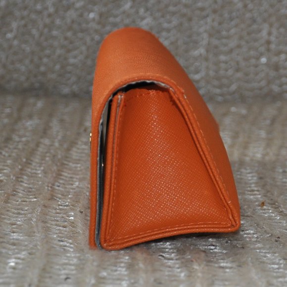 TORY BURCH Orange Sun Glasses Case Gold Tone Logo - Picture 2 of 7